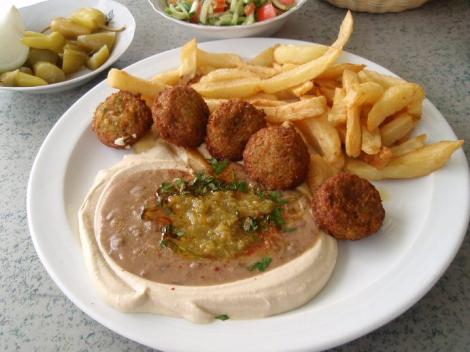 hummus-ful with falafel and chips